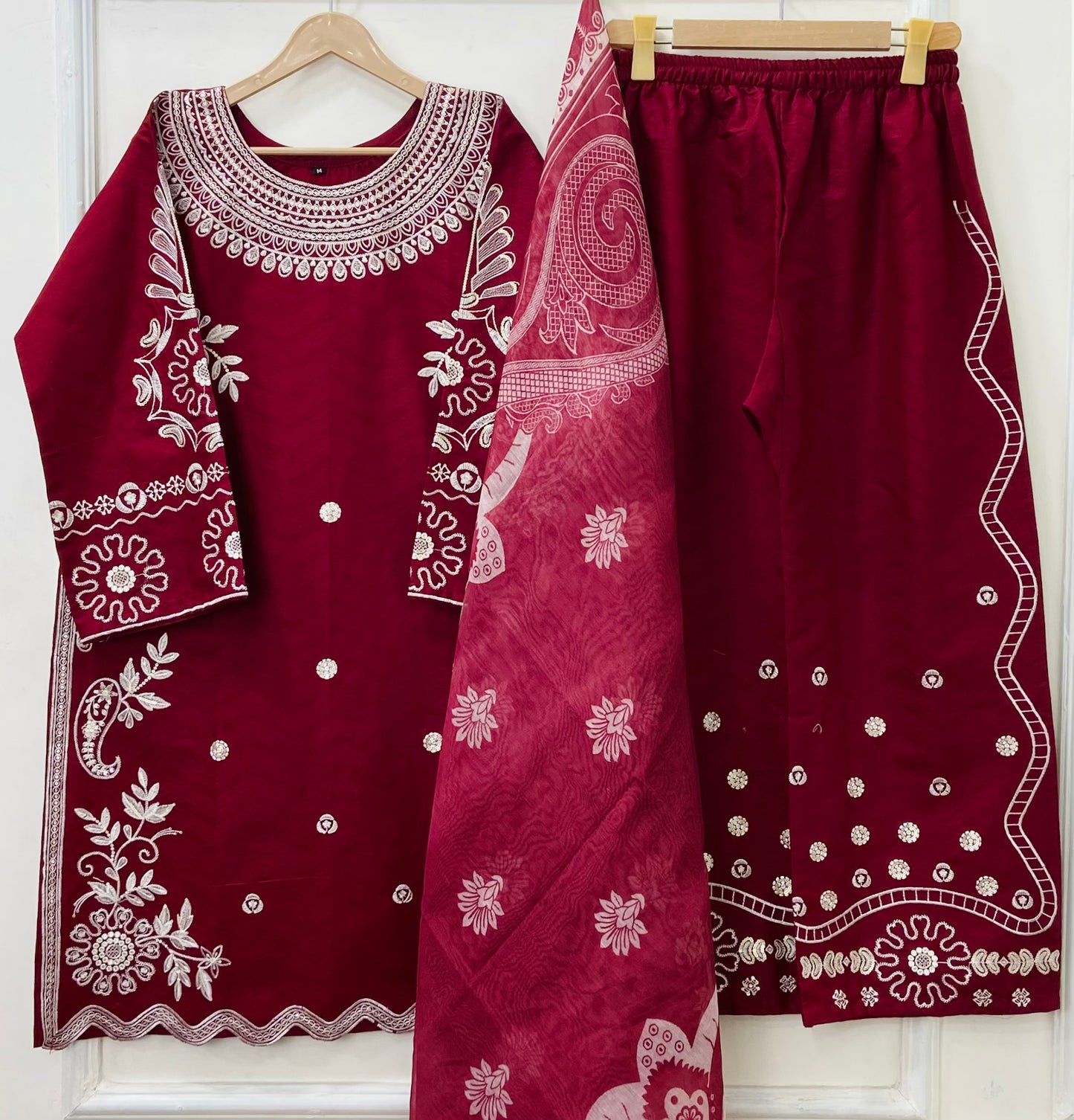 Eid Ensemble Embroidered 3PC (Premium Cotton) D-447