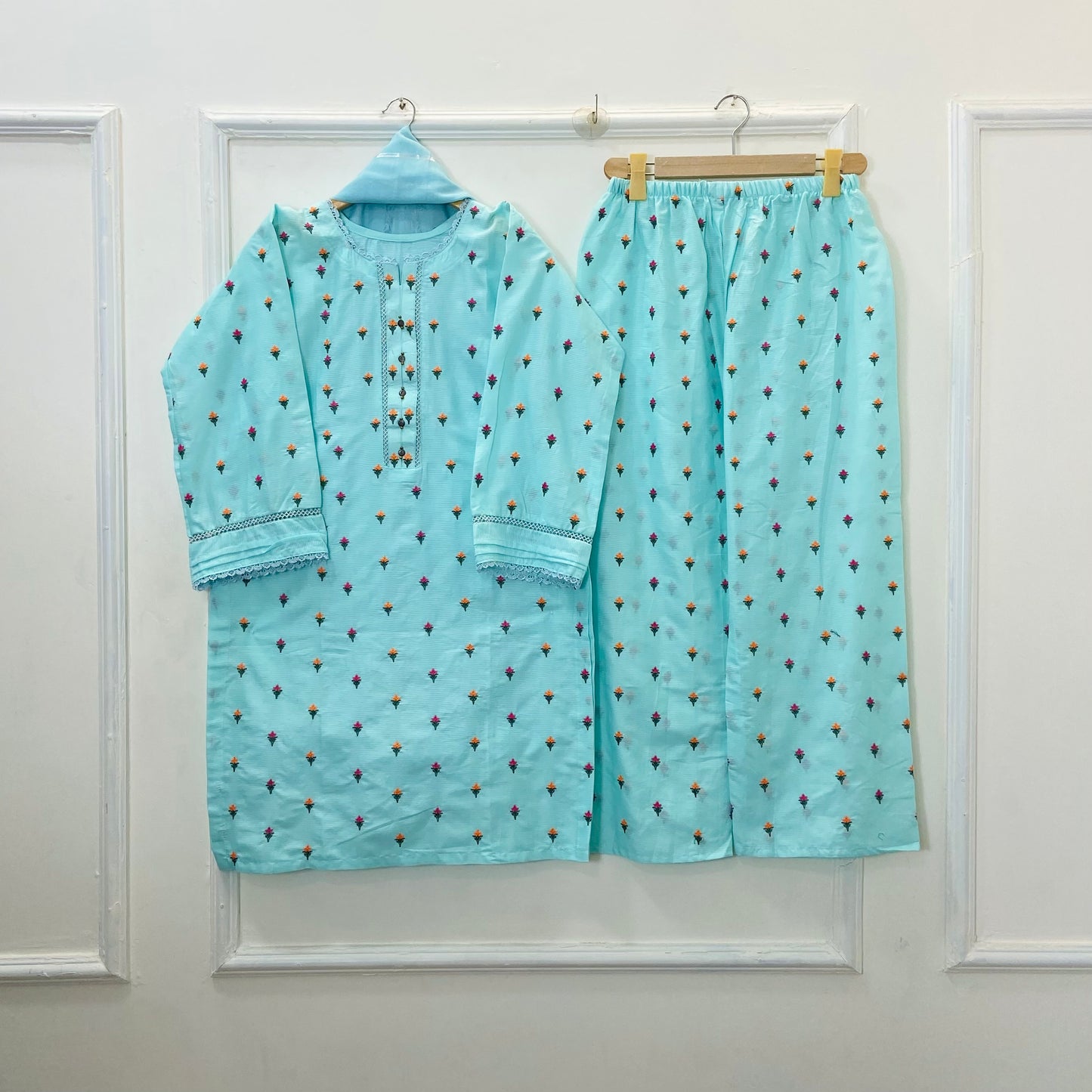 Tulip Embroidered Beauty 3PC (Premium Cotton) D-382
