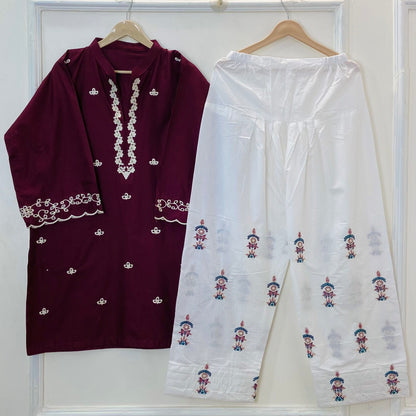 Cherry Berry Embroidered 2PC (Premium Cotton) D-336 DELIVERY TIME 10 to 12 days