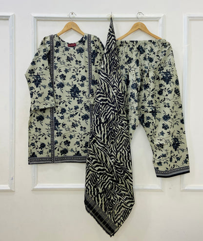 Binsaeed Farshi Shalwar | 3PC Lawn