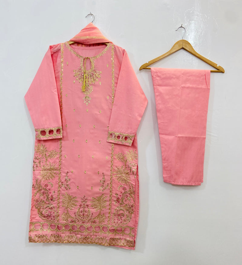 Sparkle Embroidered 3PC (Khaadi Cotton) D-88