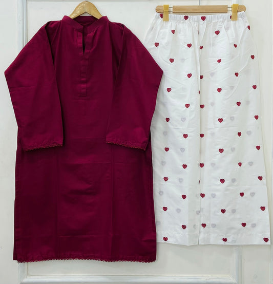 Sweetheart Embroidered 2PC (Premium Cotton) D-462