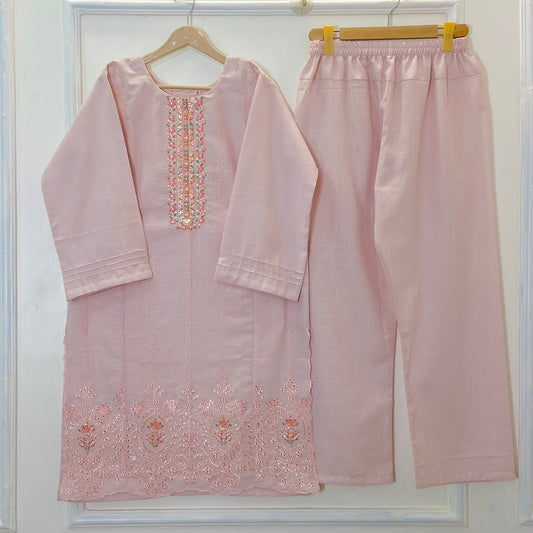 Blush Pink Embroidered 2PC (Khaddar) D-301