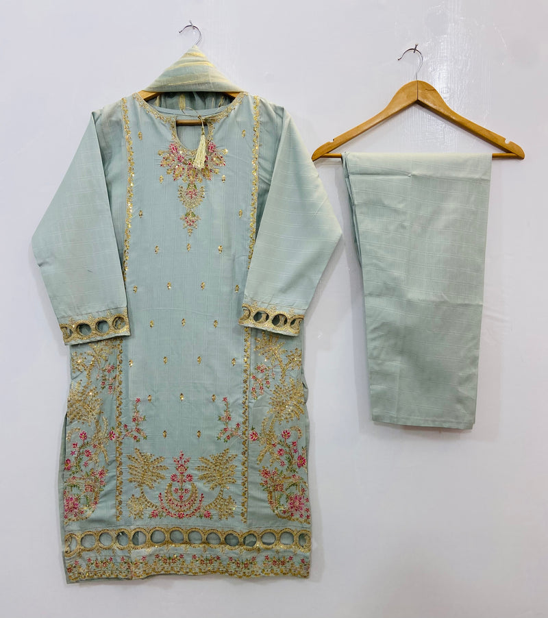 Sparkle Embroidered 3PC (Khaadi Cotton) D-88