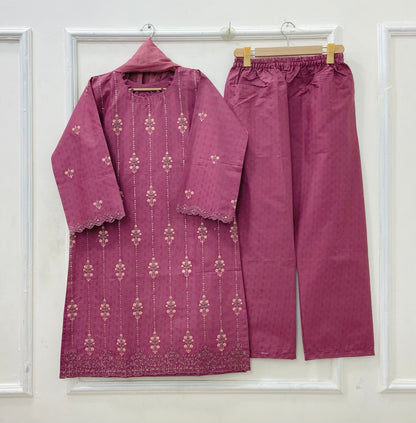 Sequins Embroidered | 3PC Cotton D-580