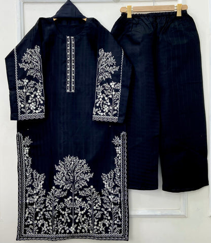 Long-Length Embroidered 3PC (Cotton) D-423