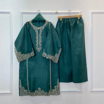 Rich Cutwork Embroidered 3PC (Premium Cotton) D-375