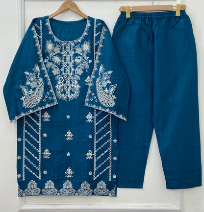 Dazzling Embroidered 2PC (Premium Cotton) D-419