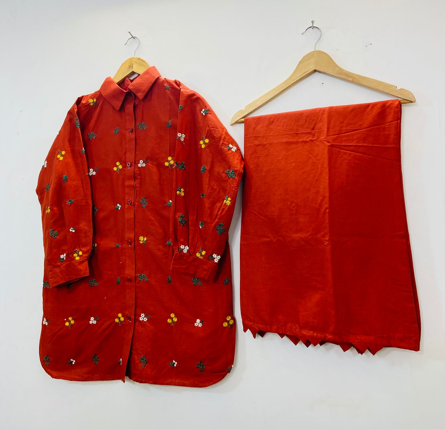 Collar Style Embroidered Co-ord Set (Cotton Lawn) D-53