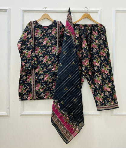 Binsaeed Farshi Shalwar | 3PC Lawn