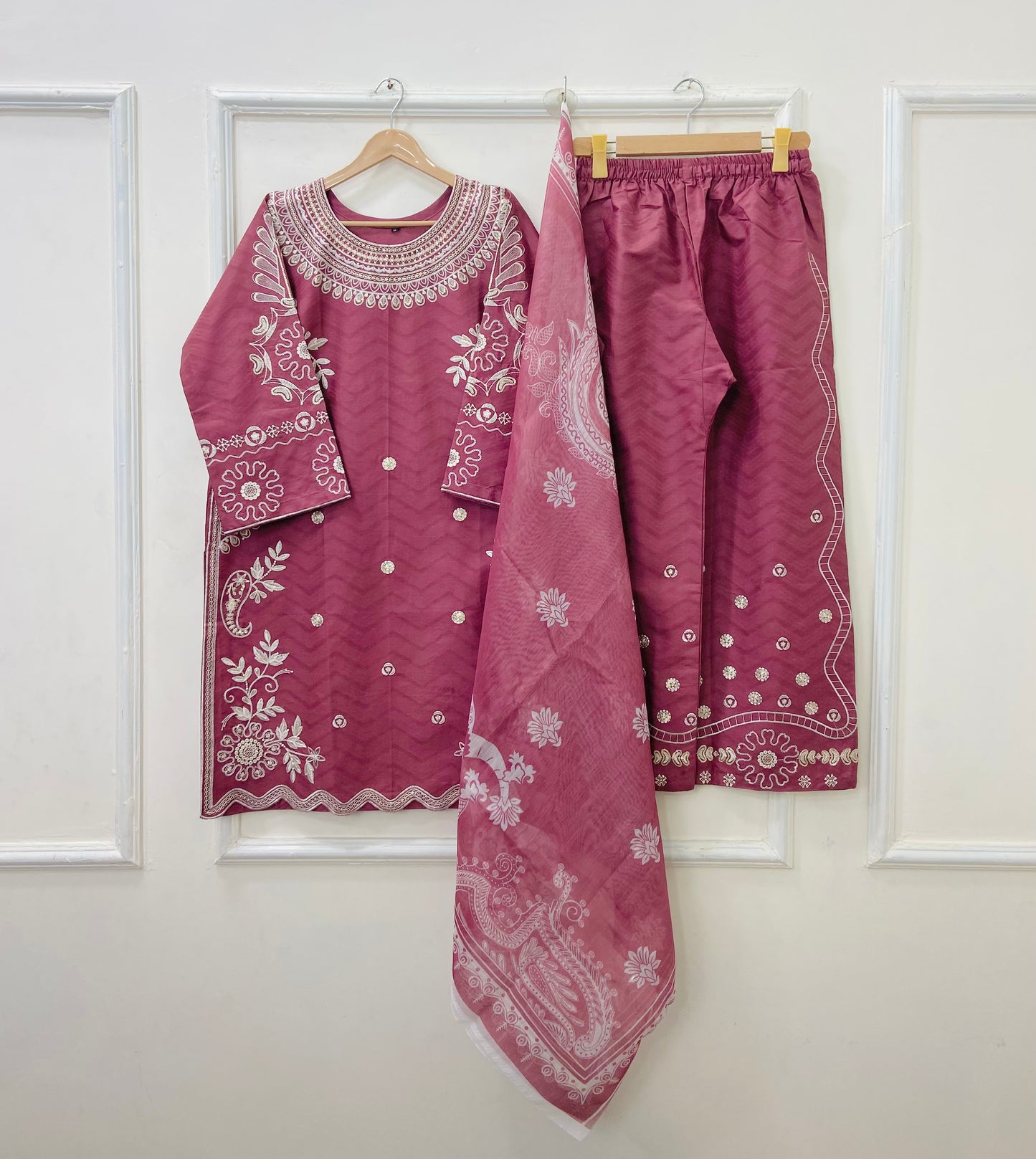 Eid Ensemble Embroidered 3PC (Premium Cotton) D-447