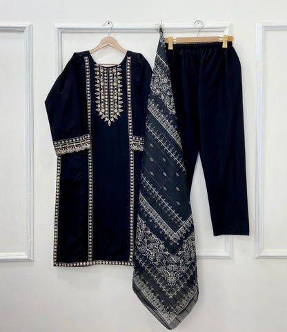Eid Edit: Embroidered 3PC (Premium Cotton) D-449