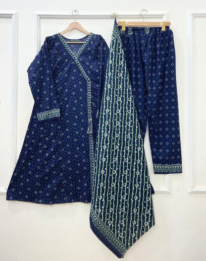 Angrakha Frocks | 3PC Binsaeed Lawn D-653