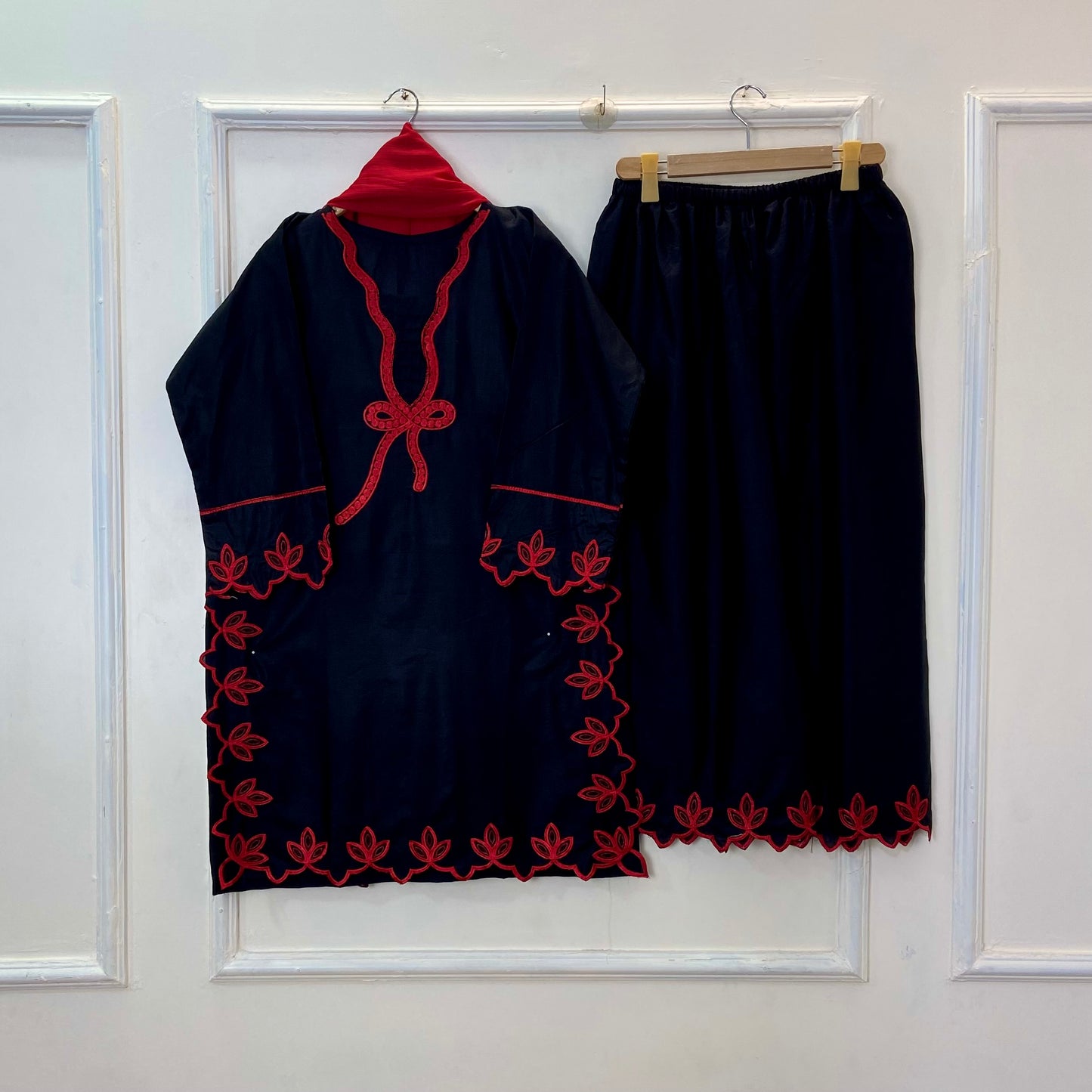 Pretty Bow Embroidered 3PC (Premium Cotton) D-316