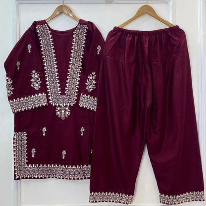 Foil Embroidered Bliss 2PC (Khaddar) (Best Seller) D-312