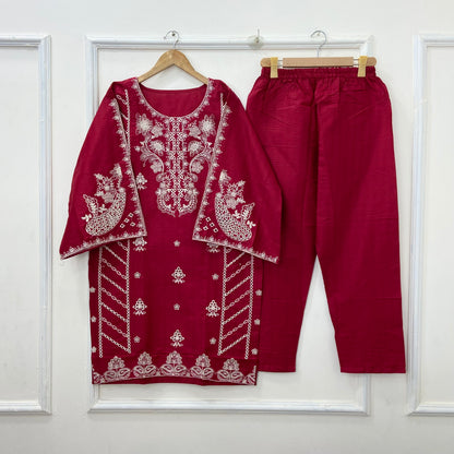 Dazzling Embroidered 2PC (Premium Cotton) D-419