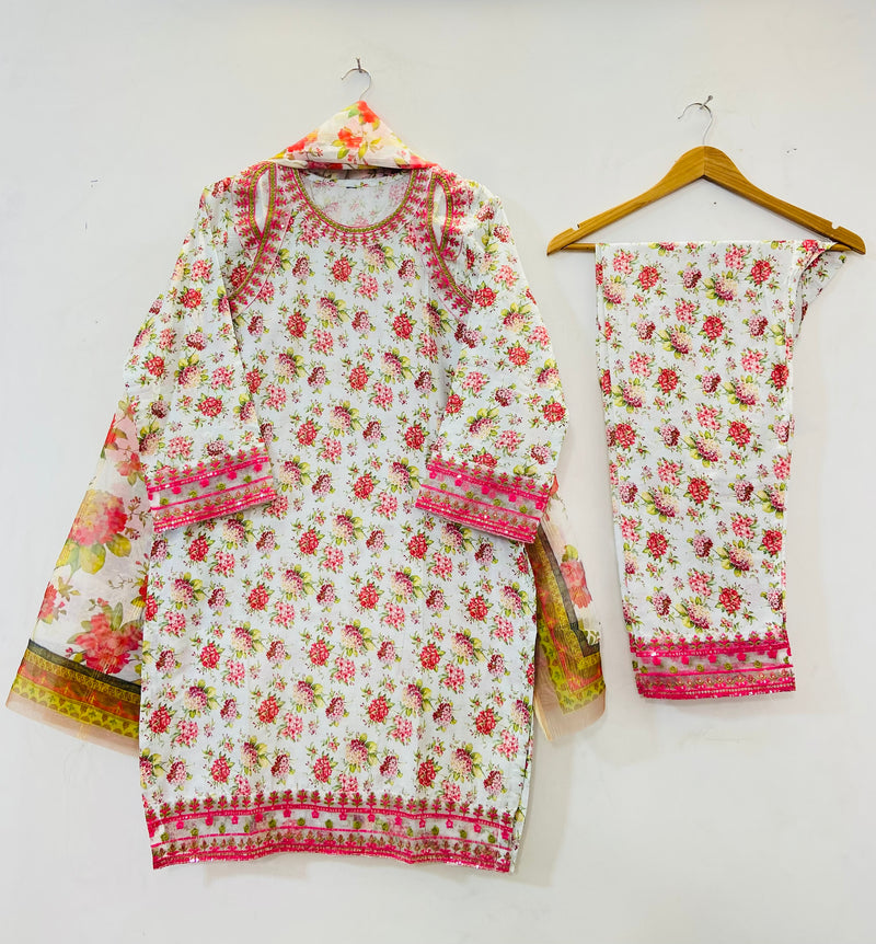 Embroidered Luxury Touch 3PC (Lawn Best Selling) D-56