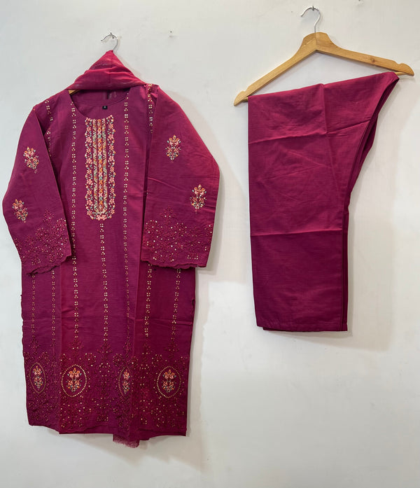 Chicken Kari 3PC (Cotton Lawn) 05-Hot Pink