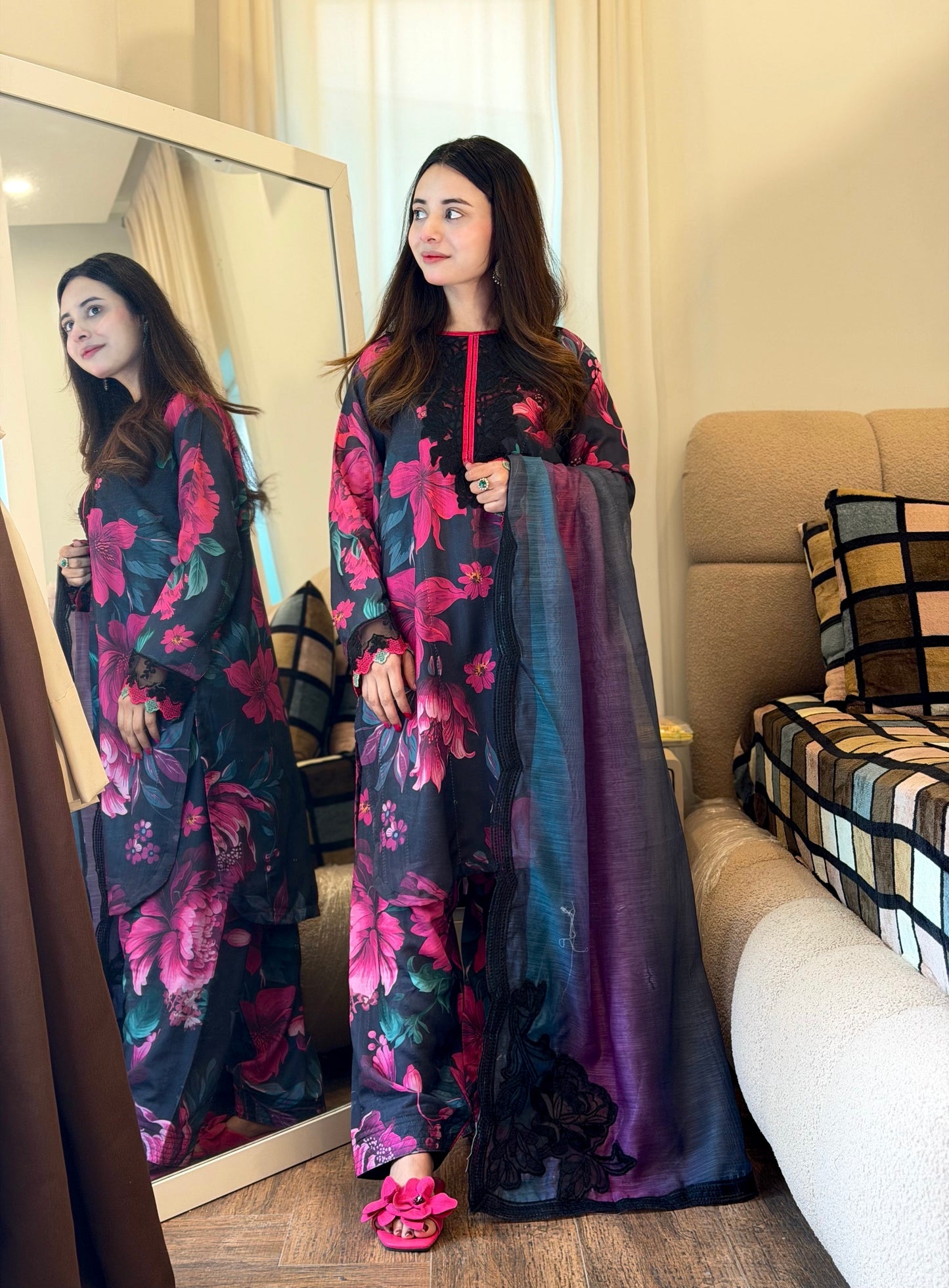 Dreamy Bloom Embroidered 3PC (Bana Dora ) (Hit Code) D-310