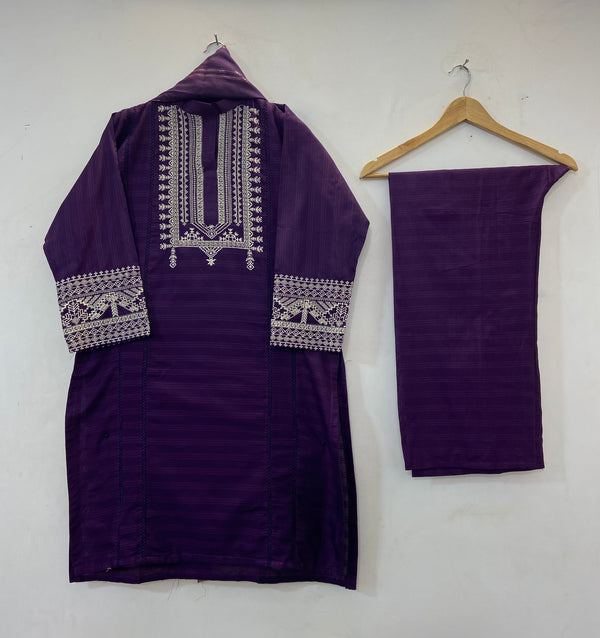 Cross-stitch Embroidered 3PC (Cotton Lawn) D-59
