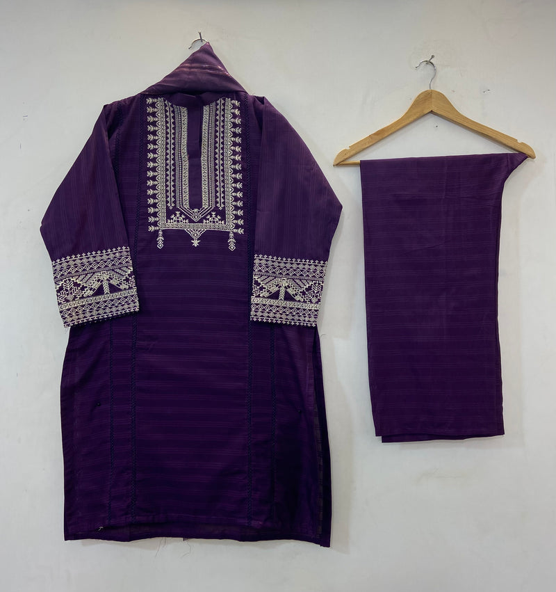 Cross-stitch Embroidered 3PC (Cotton Lawn) D-59