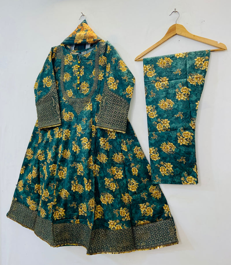 Anarkali Style 3PC Frocks (Lawn) D-65