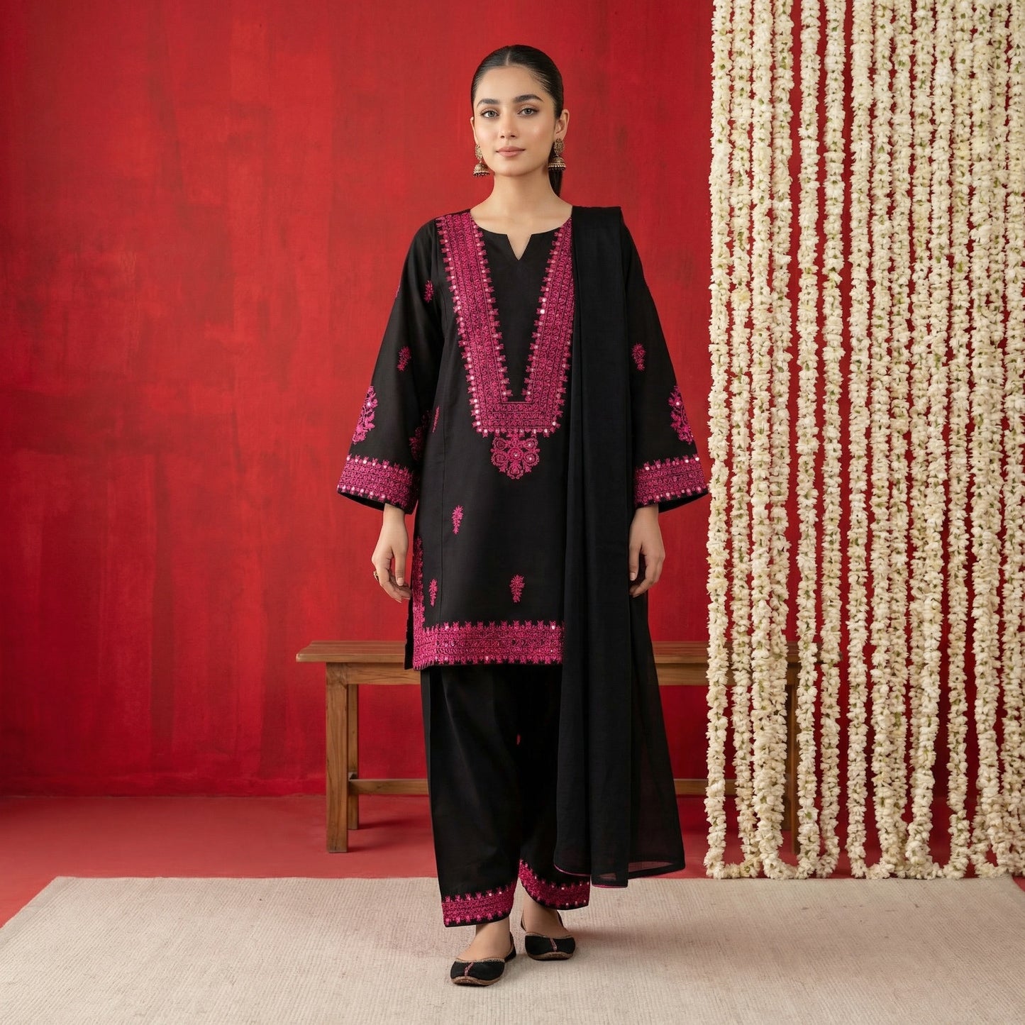 Foil Work Bliss Embroided D-454 Cotton Lawn