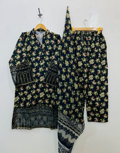 Black Floral Empress (Premium Cotton) D-150