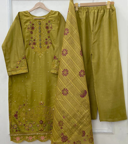 Long-Embroidered 3PC (Premium Cotton) D-439