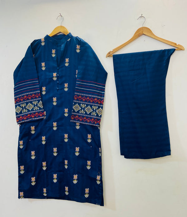 Cross-stitch Embroidered Azure 2PC (Cotton Lawn) D-63