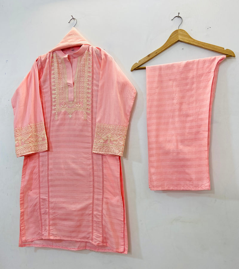 Cross-stitch Embroidered 3PC (Cotton Lawn) D-59