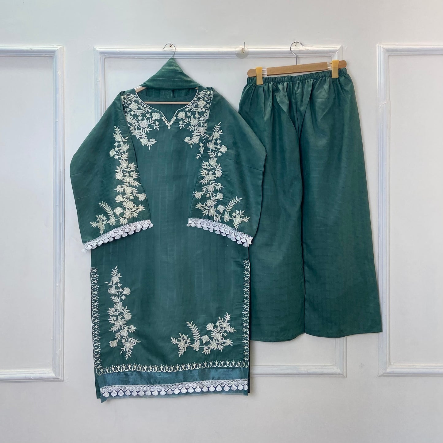 Jall Embroidered 3PC (Premium Cotton) Hit Code D-359