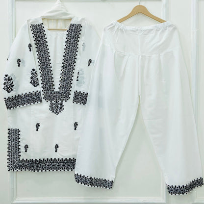 Foil Embroidered Bliss 3PC (Premium Cotton) D-454