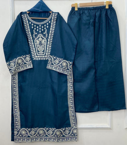 Eid Edit: Embroidered 3PC (Premium Cotton) D-450