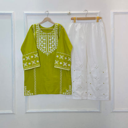 Dual Tone Embroidered 2PC (Premium Cotton) D-361