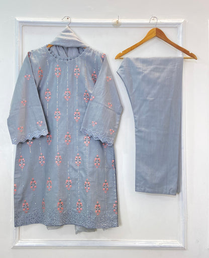 Chicken Kari Embroidered Chic 3PC (Khaddar) D-273
