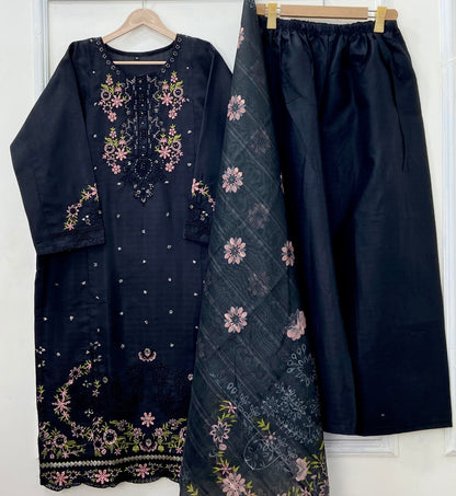 Long-Embroidered 3PC (Premium Cotton) D-439