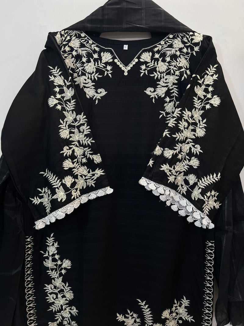 Embroidered Black Articles 3PC (Cotton Lawn) 20