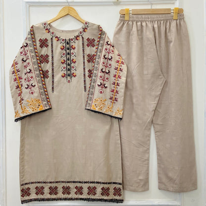 Rainbow Embroidered 2pC (Premium Cotton) D-396