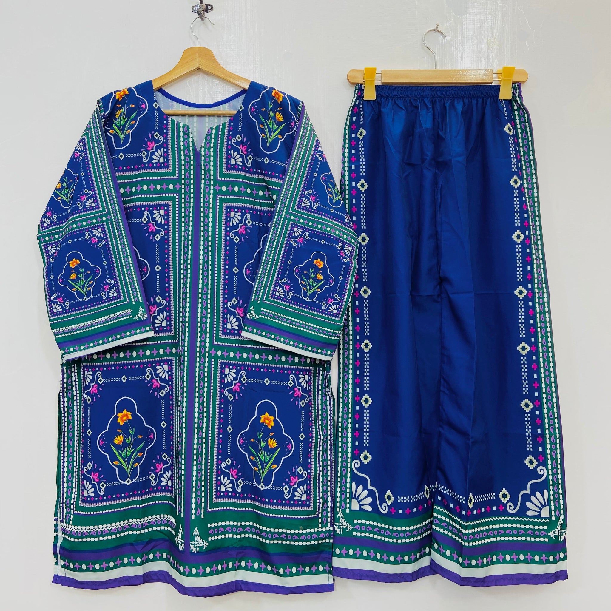Blue Whisper Co-Ord Set (Swiss Silk) D-140