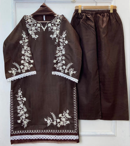 Jall Embroidered 3PC (Premium Cotton) Hit Code D-359