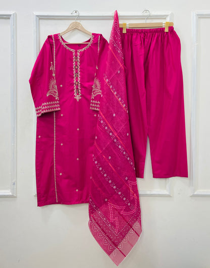 Long Embroidered | 3PC Cotton D-563