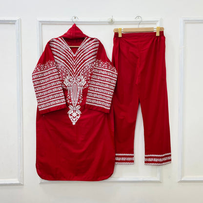 Taj Embroidered 3PC (Premium Cotton) D-430