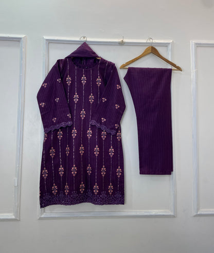 Chicken Kari Embroidered Chic 3PC (Khaddar) D-273