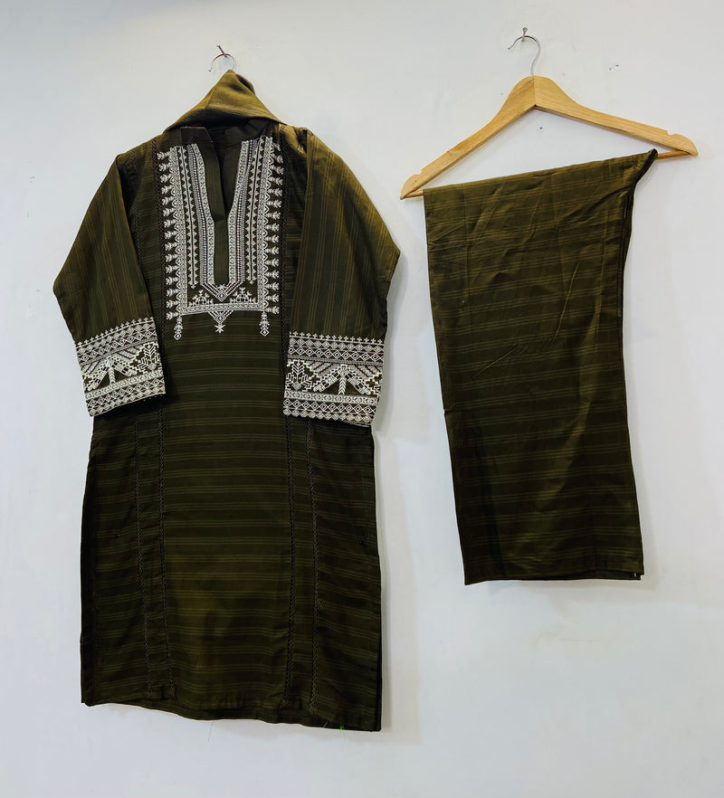 Cross-stitch Embroidered 3PC (Cotton Lawn) D-59