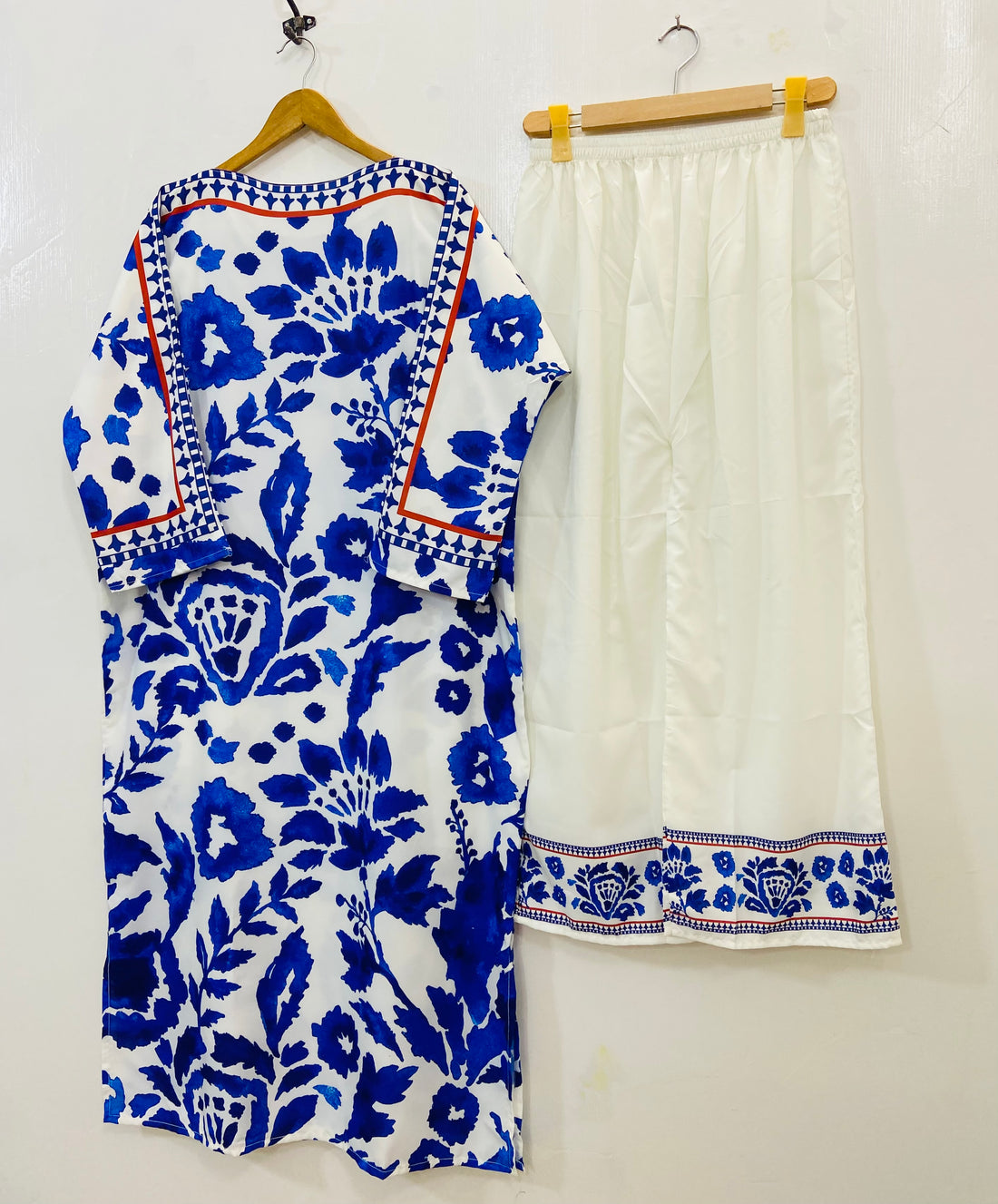 Azure Blue Long Co-Ord Set (Swiss Silk) D-151