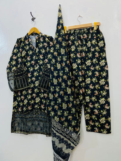 Black Floral Empress (Premium Cotton) D-150