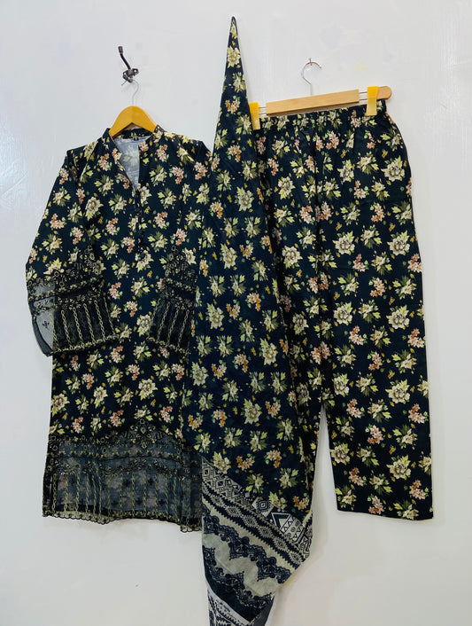 Black Floral Empress (Premium Cotton) D-150