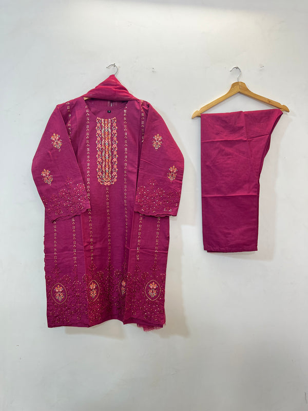 Chicken Kari 3PC (Cotton Lawn) 05-Hot Pink