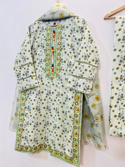 Embroidered 3PC (Lawn) 02-Pistachio